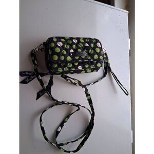 VERA BRADLEY Navy blur Green  Polka dot crossbody small hipster purse